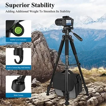 Heavy Duty VICTIV 74” Camera Tripod for DSLR & Phone