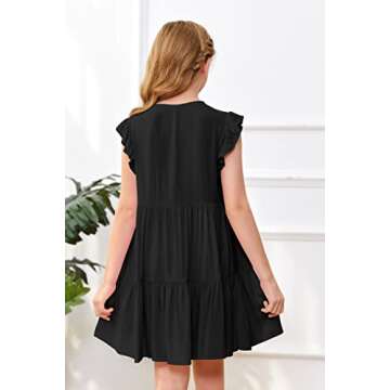 Mafulus Girls Ruffle Sleeve Dress for Summer Fun