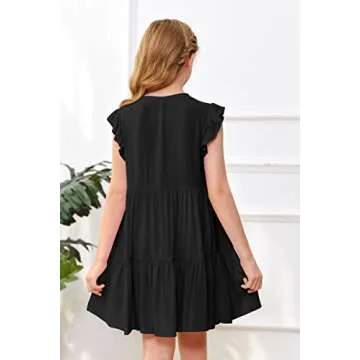 Mafulus Girls Ruffle Sleeve Dress for Summer Fun
