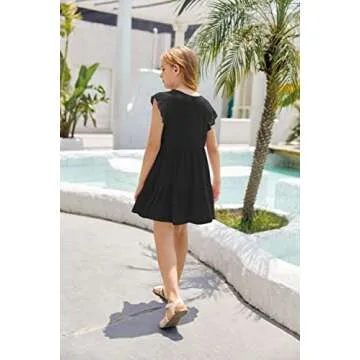 Mafulus Girls Ruffle Sleeve Dress for Summer Fun