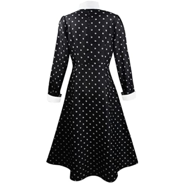 Bleoavre Wednesday Costume for Women Long Sleeve Black Dress