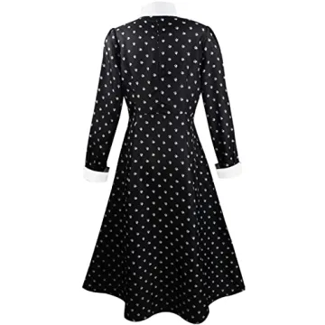 Bleoavre Wednesday Costume for Women Long Sleeve Black Dress
