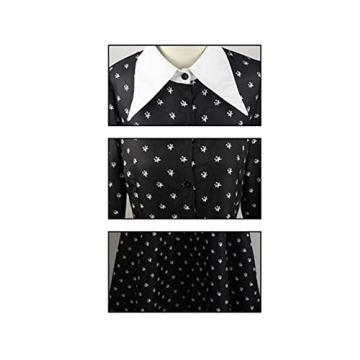 Bleoavre Wednesday Costume for Women Long Sleeve Black Dress