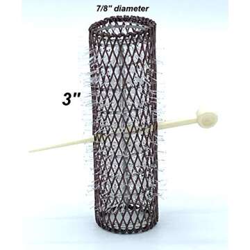 12 pc Vintage Style Hair Rollers BRUSH ROLLERS & 12 PINS - Mesh Hair Curlers with Bristles 3"x 7/8" (12 Large Rollers & Pins)