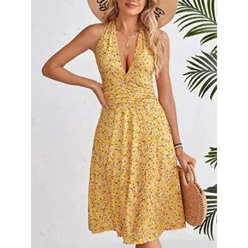 HUHOT Sundresses Beach Vacation Clothes for Women 2025 Summer Beach Dress Resort Wear Floral Casual ...