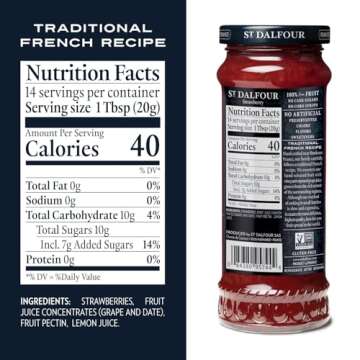 St. Dalfour Strawberry Fruit Spread - 100% Natural & Gourmet Delight, Pack of 2