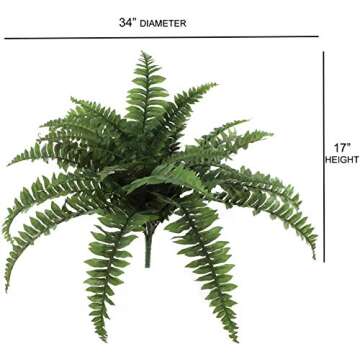 34" UV Resistant Artificial Boston Fern Plant for Home Decor