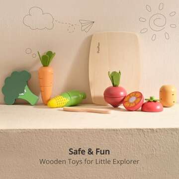 PairPear Wooden Play Food Set for Kids Age 3+