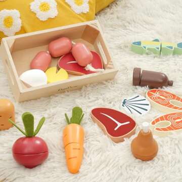 PairPear Wooden Play Food Set for Kids Age 3+