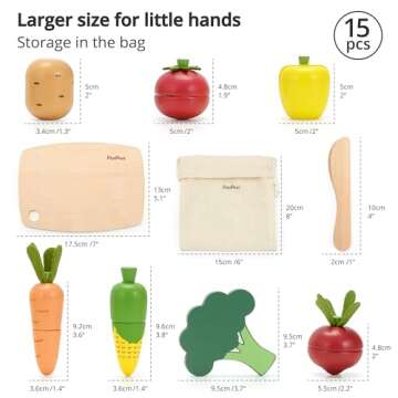 PairPear Wooden Play Food Set for Kids Age 3+