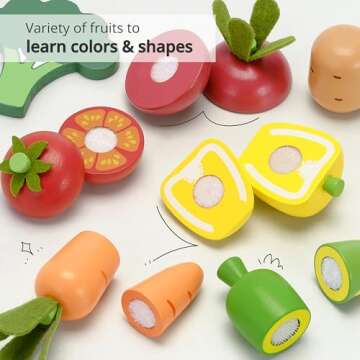 PairPear Wooden Play Food Set for Kids Age 3+