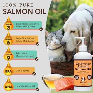 Natural Dog Company Coldwater Atlantic Salmon Oil for Dogs (16oz) - Senior Dog Fish Oil Supplement w...