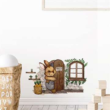 Charming ROFARSO Rabbit Wall Sticker for Kids' Room Decor