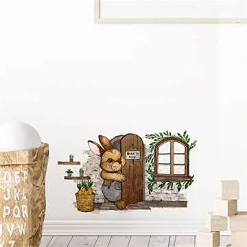 Charming ROFARSO Rabbit Wall Sticker for Kids' Room Decor