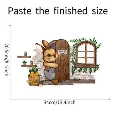 Charming ROFARSO Rabbit Wall Sticker for Kids' Room Decor