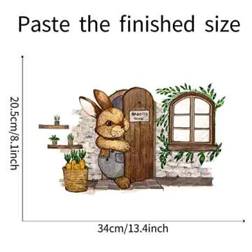 Charming ROFARSO Rabbit Wall Sticker for Kids' Room Decor