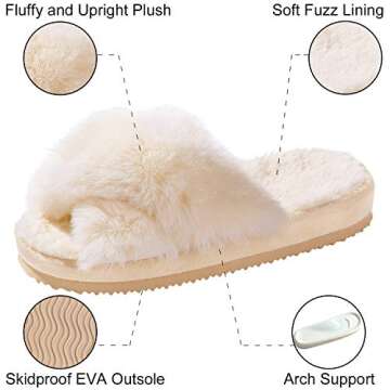 Comwarm Cross Band Fuzzy Slippers for Stylish Comfort