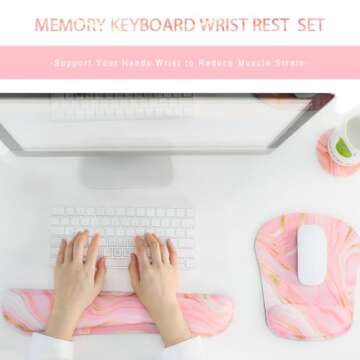 Memory Foam Ergonomic Keyboard Wrist Rest Pad and Mouse Wrist Rest Support Mouse Pad Set for Office ...