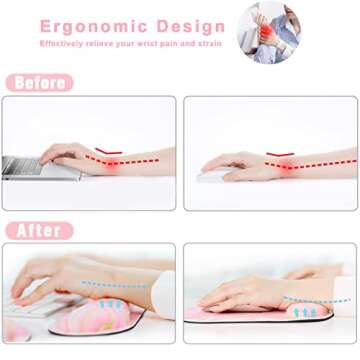 Memory Foam Ergonomic Keyboard - Comfortable Mouse Pad Set