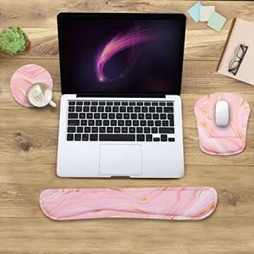 Memory Foam Ergonomic Keyboard - Comfortable Mouse Pad Set