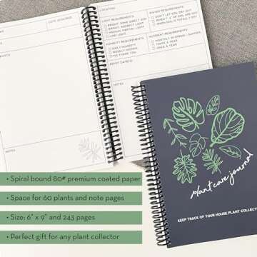 Plant Care Journal, Spiral-Bound Plant Journal, Track your Plant Collection, House Plant Tracker, Pl...