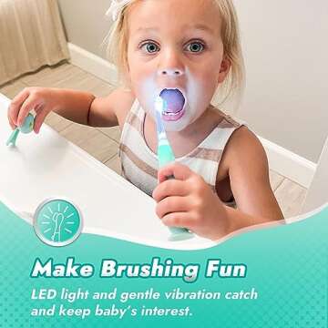 Papablic Toddler Sonic Electric Kids Toothbrush for Ages 1-3 Years, Baby Electric Toothbrush with Cute Dino Cover and Smart LED Timer, 2 Brush Heads (Jo)