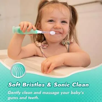 Papablic Toddler Sonic Electric Kids Toothbrush for Ages 1-3 Years, Baby Electric Toothbrush with Cute Dino Cover and Smart LED Timer, 2 Brush Heads (Jo)