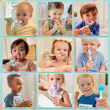 Papablic Toddler Sonic Electric Kids Toothbrush for Ages 1-3 Years, Baby Electric Toothbrush with Cute Dino Cover and Smart LED Timer, 2 Brush Heads (Jo)