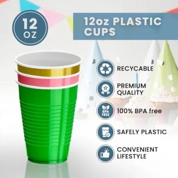 DecorRack 12 oz Turquoise Plastic Cups for Parties