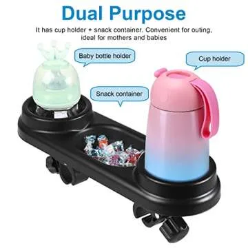 Accmor Stroller Tray Stroller Cup Holder with Snack Tray, Universal Stroller Tray for Snacks On The Go, Stroller Snack Tray Bottle Holder Stroller Accessory