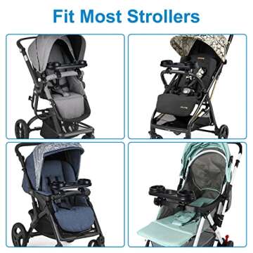 Accmor Stroller Tray Stroller Cup Holder with Snack Tray, Universal Stroller Tray for Snacks On The Go, Stroller Snack Tray Bottle Holder Stroller Accessory