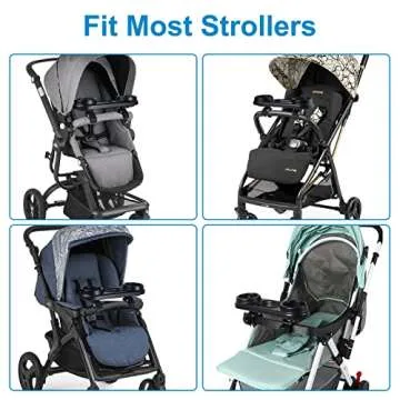 Accmor Stroller Tray Stroller Cup Holder with Snack Tray, Universal Stroller Tray for Snacks On The Go, Stroller Snack Tray Bottle Holder Stroller Accessory