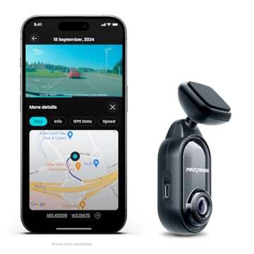 Nextbase Piqo 1k Smart Dash Cam with App, Compact Design, 1080p Ultra-Wide HD View with Smart Parking, Emergency SOS, and Voice Control