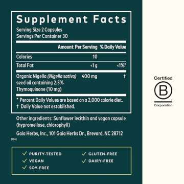 Gaia Herbs Black Seed Oil - Cold-Pressed Capsules for Lung, Respiratory, and Antioxidant Support - w...