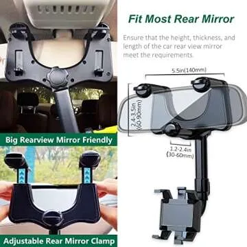 PKYAA 360° Rearview Mirror Phone Holder for All Smartphones