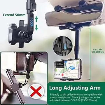 PKYAA 360° Rearview Mirror Phone Holder for All Smartphones