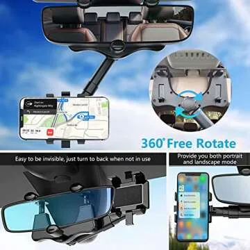 PKYAA 360° Rearview Mirror Phone Holder for All Smartphones