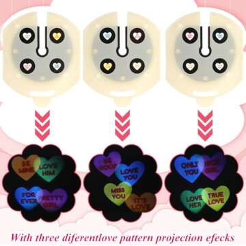 Flameless Candles Valentines Day Decorations Romantic Candles Candy Heart Love Projector Lights Colorful Heart LED Candle Battery Operated Night Light with Remote and Timer Indoor Bedroom Decor
