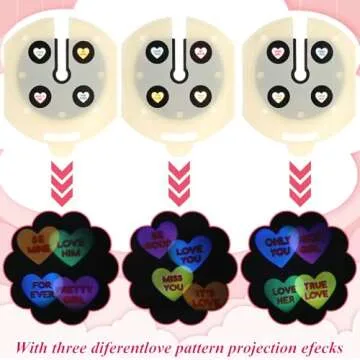 Flameless Candles Valentines Day Decorations Romantic Candles Candy Heart Love Projector Lights Colorful Heart LED Candle Battery Operated Night Light with Remote and Timer Indoor Bedroom Decor