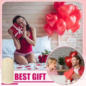 Flameless Candles Valentines Day Decorations Romantic Candles Candy Heart Love Projector Lights Colorful Heart LED Candle Battery Operated Night Light with Remote and Timer Indoor Bedroom Decor