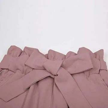 GRACE KARIN Women's Pants Trouser Slim Casual Cropped Paper Bag Waist Pants Puce M