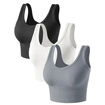 Ultra-Soft Women's Crop Tops - 3-Piece Ribbed Seamless Tank Set