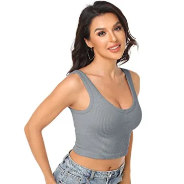 Women's Ribbed Seamless Crop Tops - 3-Piece Set