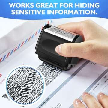 Identity Theft Protection Roller Stamp with Refill Ink for Complete Privacy