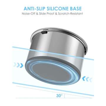 Heouvo 1Gallon Large Dog Water Bowl No Spill,【Anti Digging Lid & Rubber Bottom】 Spill Proof Dog Bowl, Anti Splash Mess Dripless Slow Drinking Stainless Steel Water Bowl for Sloppy Messy Drinkers Car