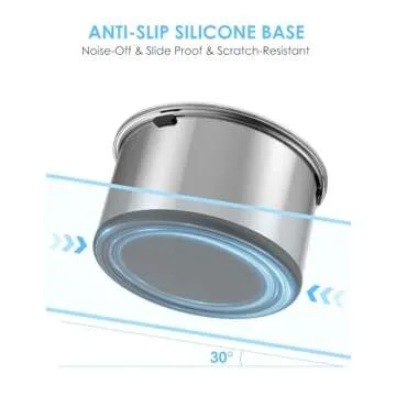 Heouvo 1Gallon Large Dog Water Bowl No Spill,【Anti Digging Lid & Rubber Bottom】 Spill Proof Dog Bowl, Anti Splash Mess Dripless Slow Drinking Stainless Steel Water Bowl for Sloppy Messy Drinkers Car