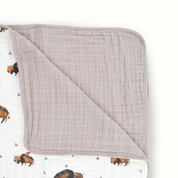 Little Unicorn Original Premium Cotton Quilt | Multi-Layered & Extra-Soft Muslin Fabric |for Babies & Toddlers (Bison)