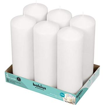 BOLSIUS 6 White Pillar Candles Bulk - 3x9 Inches Candle Set - 116+ Hours Clean Burning - No Palm Oil...