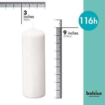BOLSIUS 6 White Pillar Candles - Premium Quality, Dripless