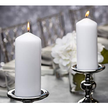 BOLSIUS 6 White Pillar Candles - Premium Quality, Dripless